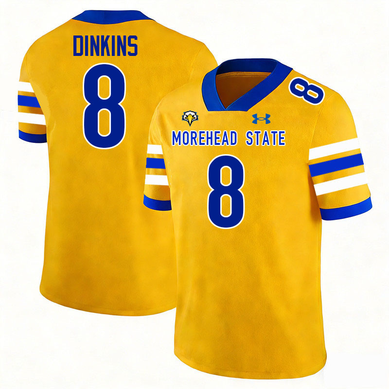 Morehead State Eagles #8 David Dinkins College Football Jerseys,Uniforms-Gold